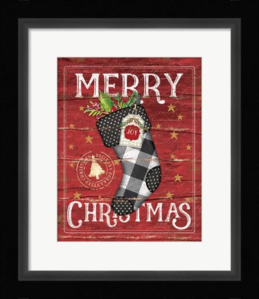 Framed Merry Christmas Stocking Print