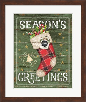 Framed Season&#39;s Greetings Stocking Print