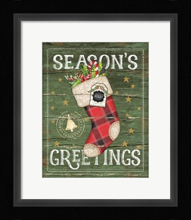 Framed Season's Greetings Stocking Print