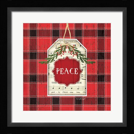 Framed Peace Christmas Plaid Print