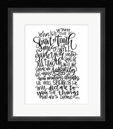 Framed Spirit of Truth BW Print