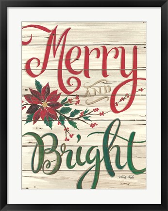 Framed Merry &amp; Bright Shiplap Print