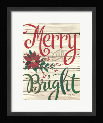 Framed Merry &amp; Bright Shiplap Print