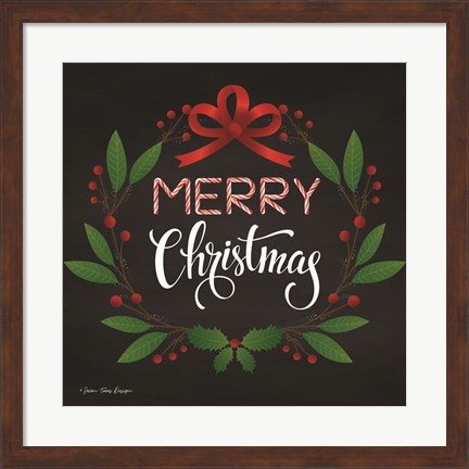 Framed Peppermint Merry Christmas Print