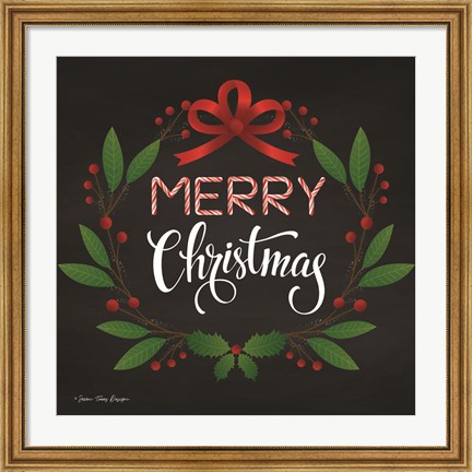Framed Peppermint Merry Christmas Print