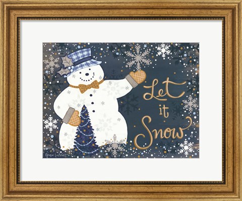 Framed Snowy Christmas Snowman Print
