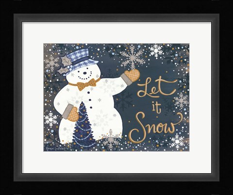 Framed Snowy Christmas Snowman Print
