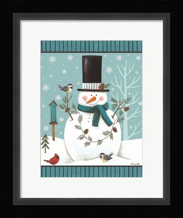 Framed Top Hat Snowman Print