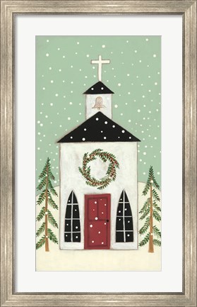 Framed Church in the Snow Print