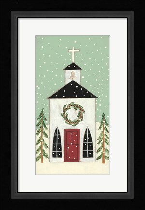 Framed Church in the Snow Print