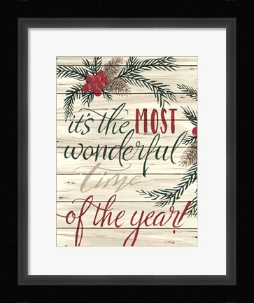 Framed It's the Most Wonderful Time Shiplap Print