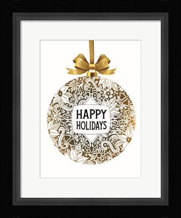 Framed Happy Holidays Ornament Print