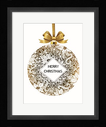 Framed Merry Christmas Ornament Print