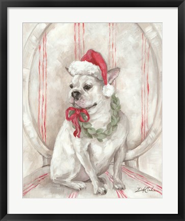 Framed French Bulldog Santa Print