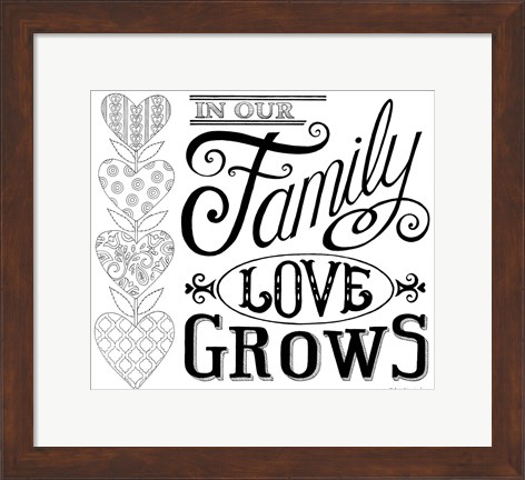Framed In Our Family Love Grows Print