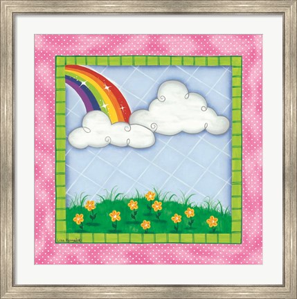 Framed Rainbow &amp; Clouds Print