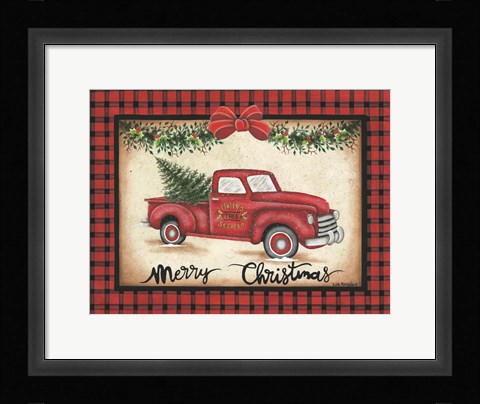 Framed Merry Christmas Truck Print