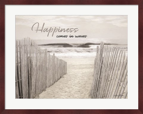 Framed Happiness Comes in Waves Print