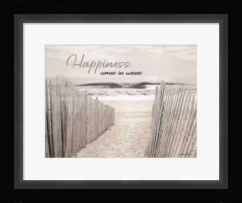 Framed Happiness Comes in Waves Print