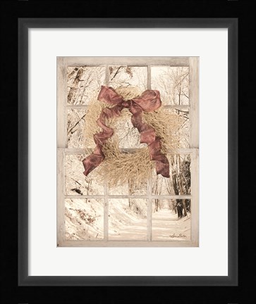 Framed Snowy Day Window View Print