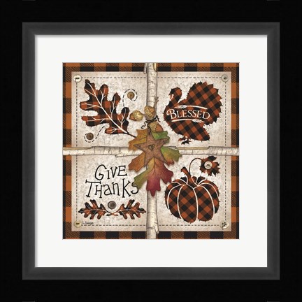 Framed Autumn Four Square Give Thanks Print