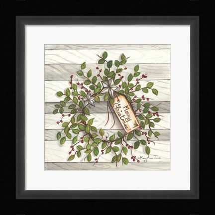 Framed Merry Christmas Wreath Print