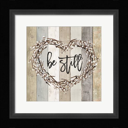 Framed Be Still Pussy Willow Wreath Print