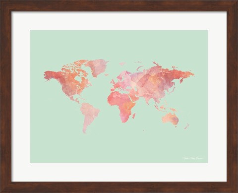 Framed Marble World Map Print