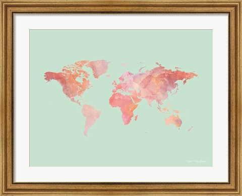 Framed Marble World Map Print