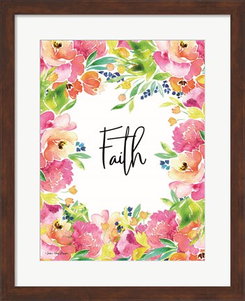 Framed Faith Watercolor Flowers Print