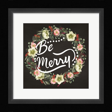 Framed Be Merry Wreath Print