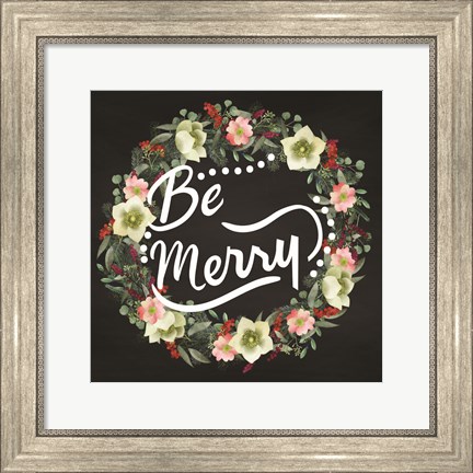 Framed Be Merry Wreath Print