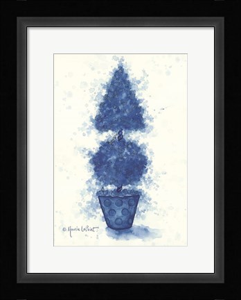 Framed Blue Cone Topiary Print
