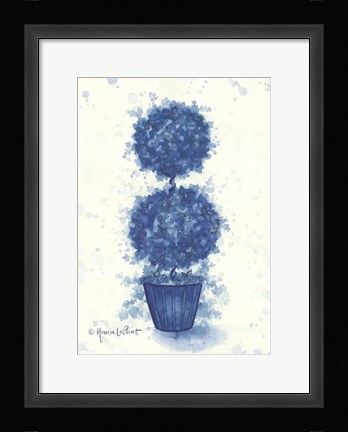 Framed Blue Double Sphere Topiary Print