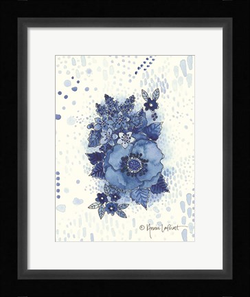 Framed Crazy Blue Flowers Print