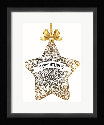 Framed Happy Holidays Ornament Print