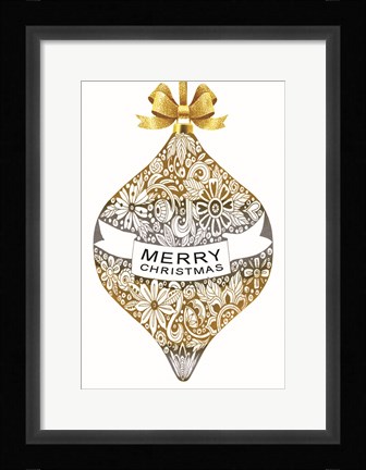 Framed Merry Christmas Ornament Print