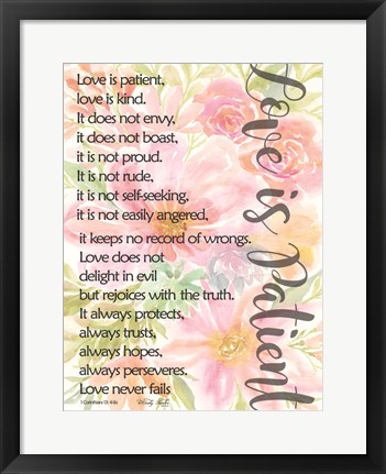 Framed Floral Love is Patient Print