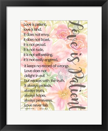 Framed Floral Love is Patient Print