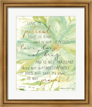 Framed Teal Love is Patient Print