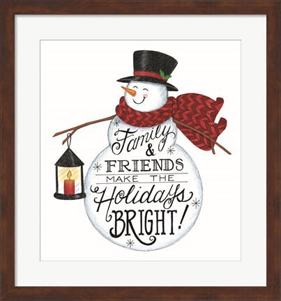 Framed Holidays Bright Snowman Print