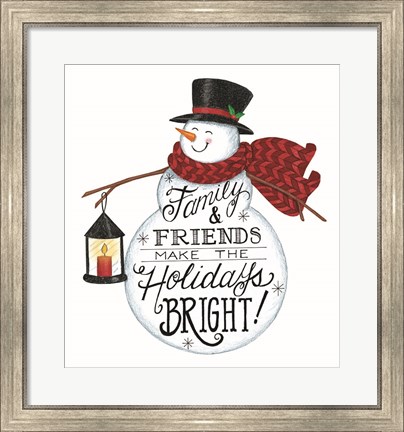 Framed Holidays Bright Snowman Print
