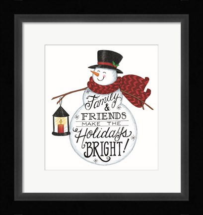 Framed Holidays Bright Snowman Print