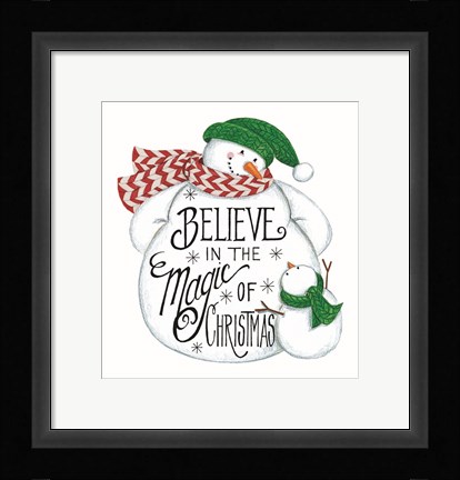 Framed Believe Snowman Print