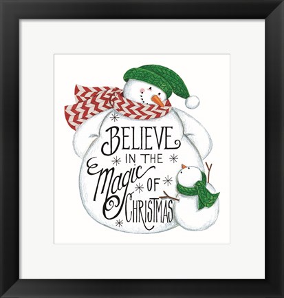 Framed Believe Snowman Print