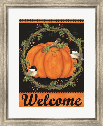 Framed Chickadee Welcome Print