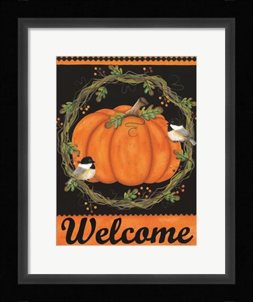 Framed Chickadee Welcome Print