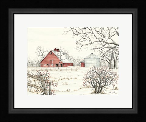 Framed Winter Barn Print