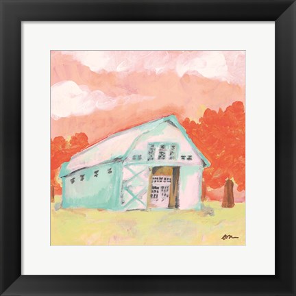 Framed Cherry Tree Barn Print