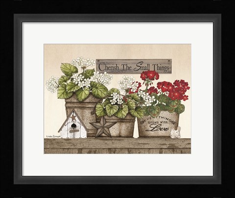 Framed Cherish the Small Things Geraniums Print
